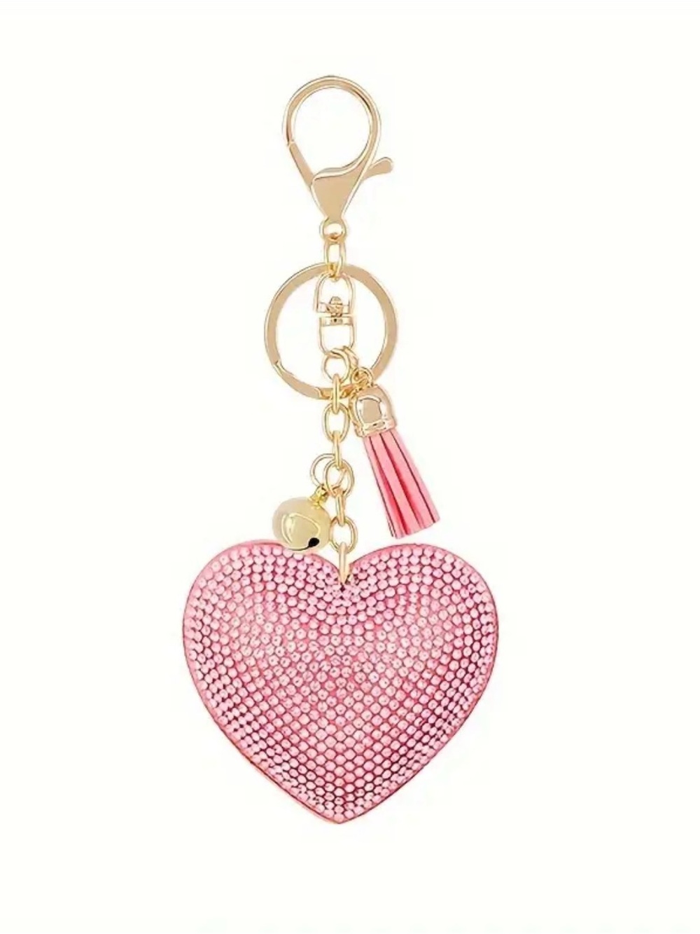 Sparkling Pink Heart Tassel Key & Card Holder Charm